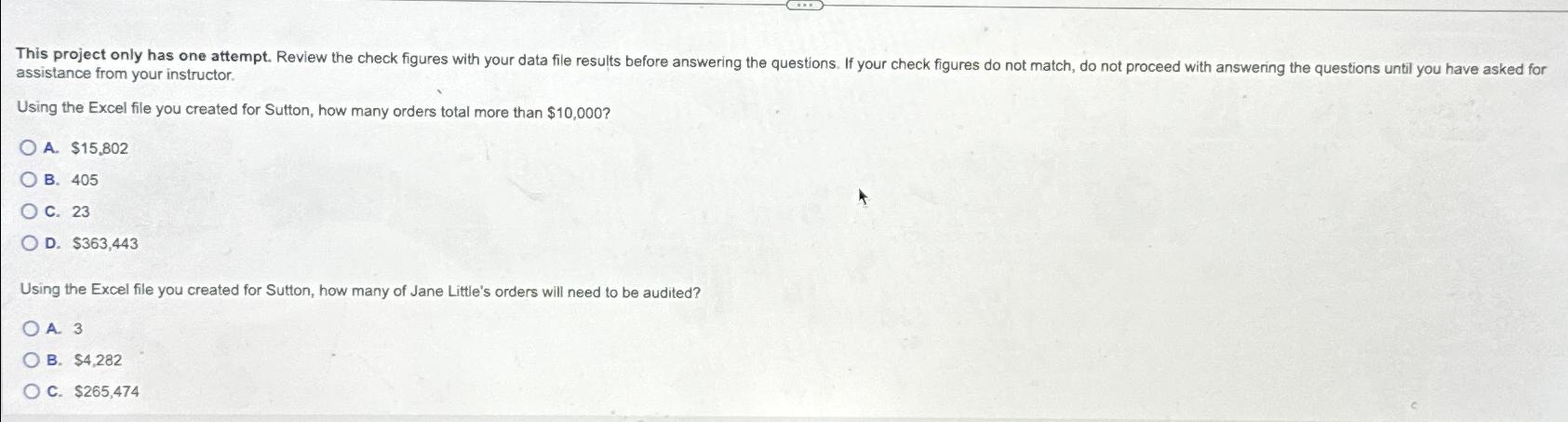  assistance from your instructor. Using the Excel file you created for