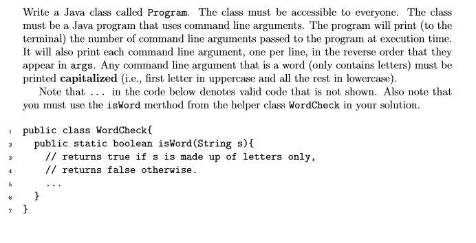 JAVA QUESTION Write a Java class called Program. The class must be