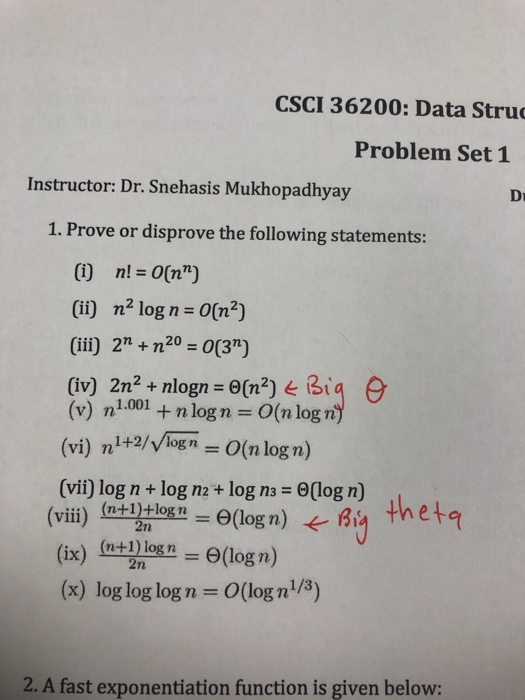  CSCI 36200: Data Struc Problem Set 1 Instructor: Dr. Snehasis Mukhopadhyay