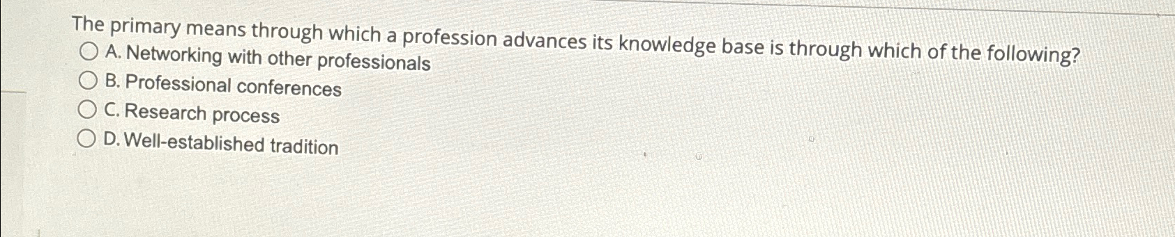  The primary means through which a profession advances its knowledge base