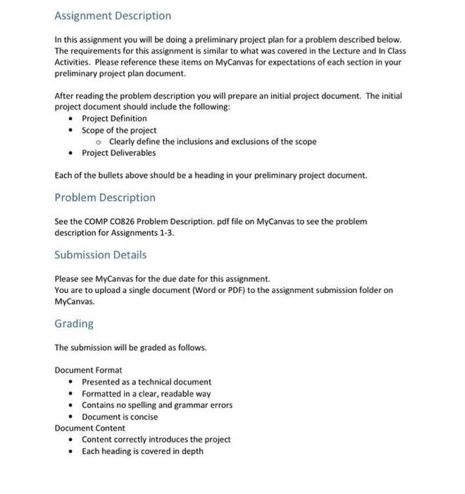  Assignment Description In this assignment you will be doing a preliminary