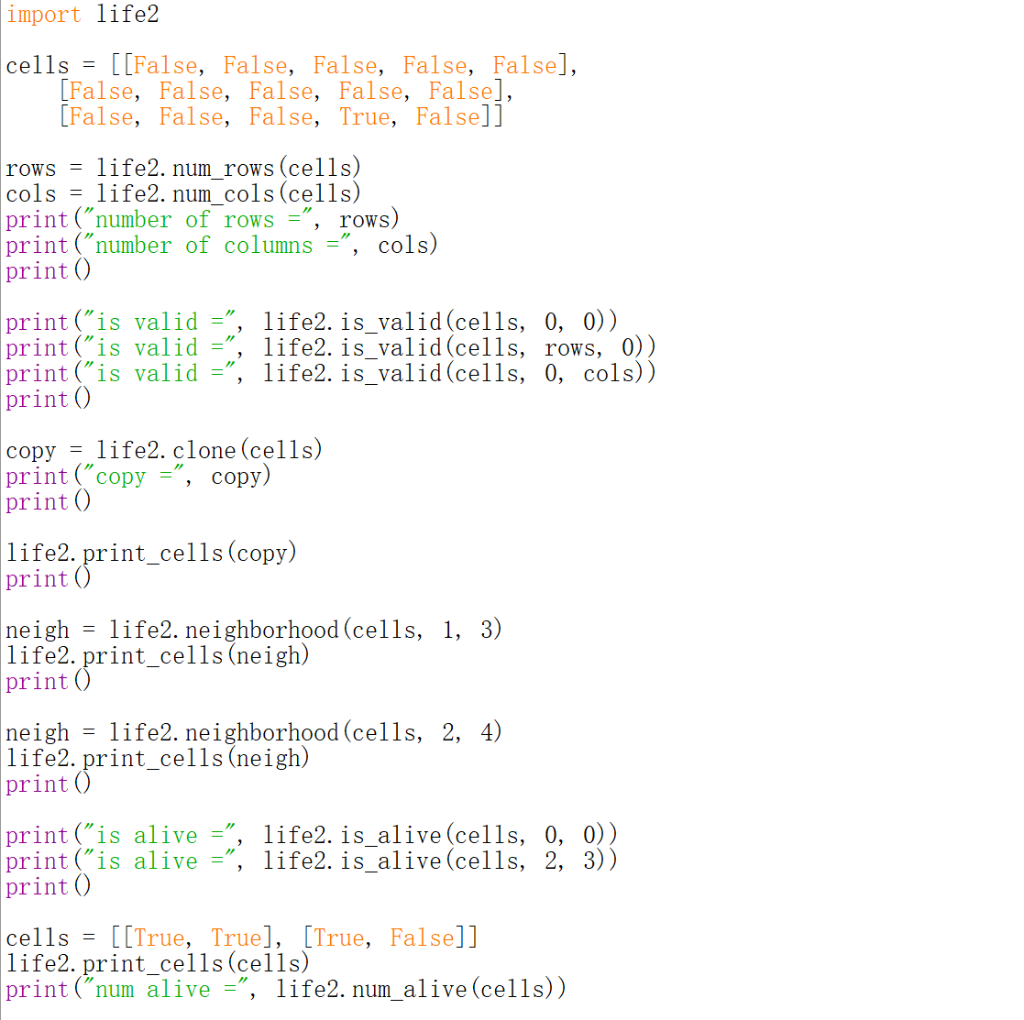 Please convert these python codes to java thanks import life2 cells =