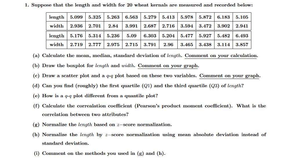 Using Java: (a) Calculate the mean, median, standard deviation of length. Comment