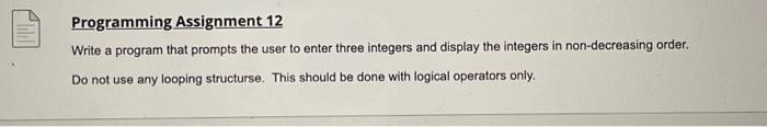 java programming Programming Assignment 12 Write a program that prompts the user