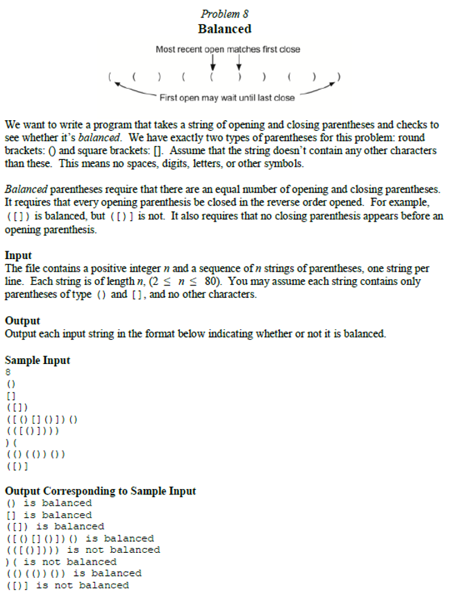 In C# solve the following problem Problem 8 Balanced Most recent open