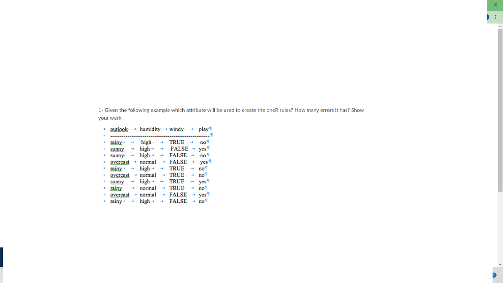 1- Given the following example which attribute will be used to
