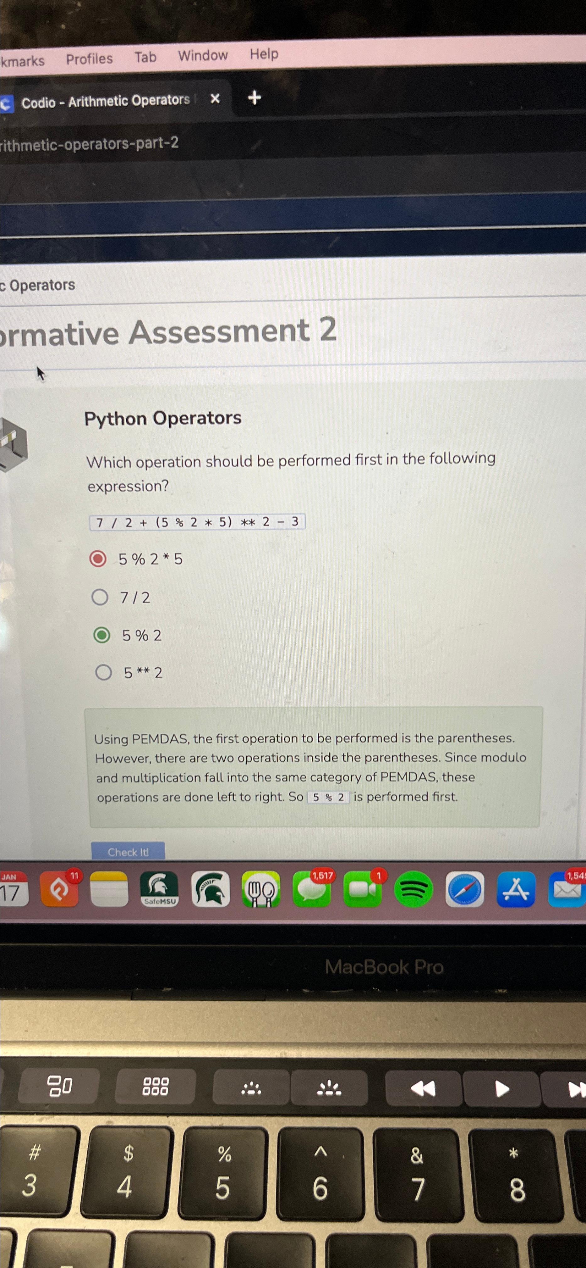  Codio - Arithmetic Operators ithmetic-operators-part-2 Operators rmative Assessment 2 Python Operators