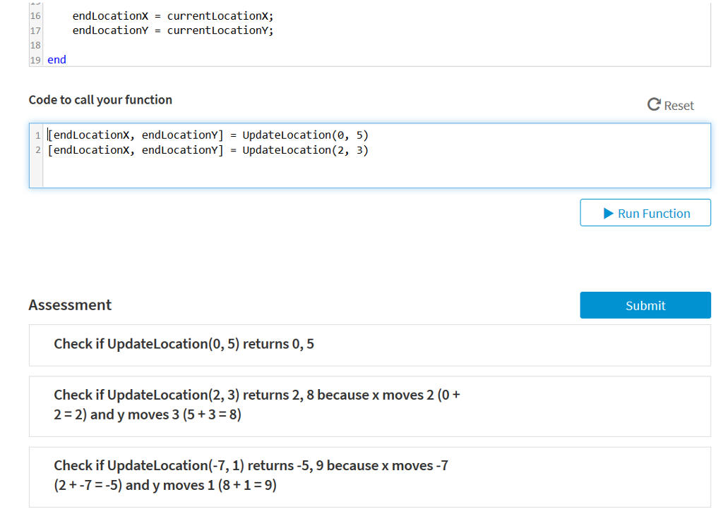 variables currentLocationX and currentLocationY that store an object's location. Each call to