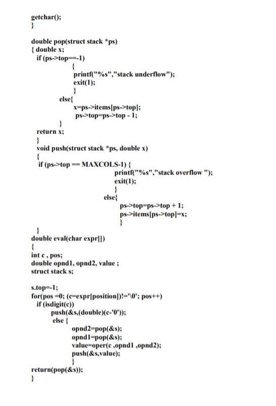 you run this program postfix expression must be given as input string