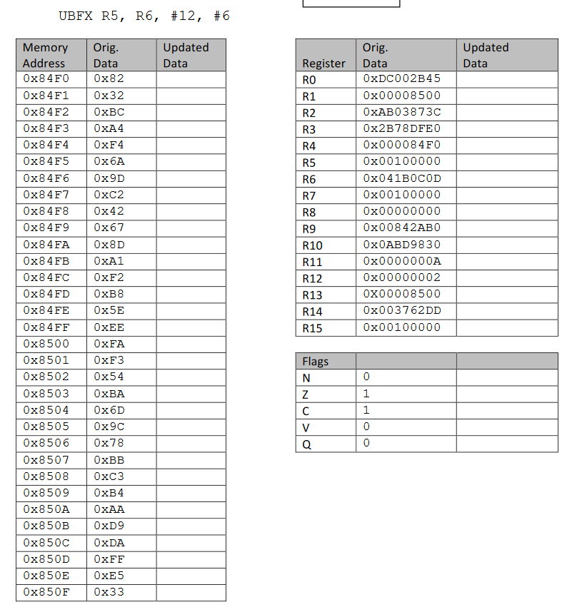 ARM instruction sheets Solve for the correct CPU computations and actions. Execute