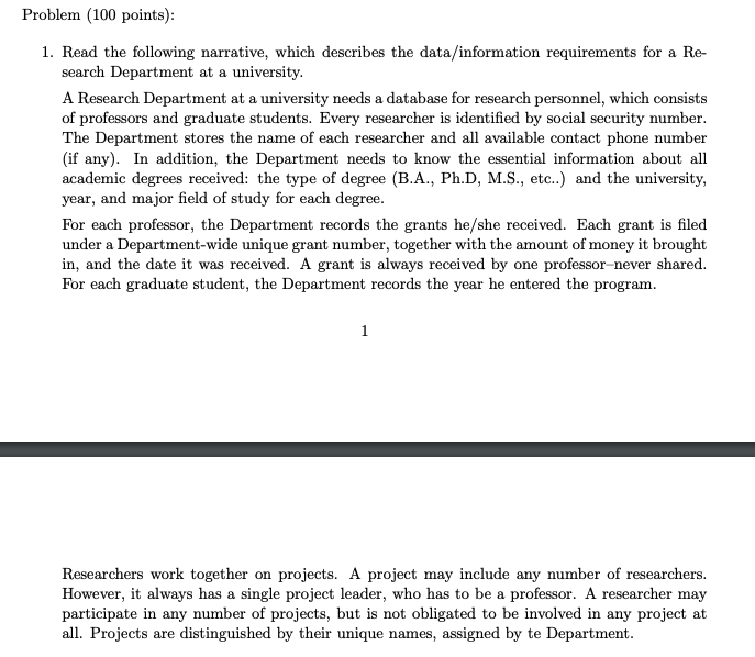 This is an assignment about Entity Relationship modeling. Its not about