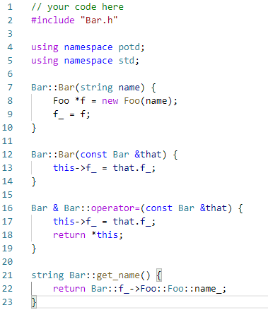 Bar class. Please provide updated code if possible Today you will become