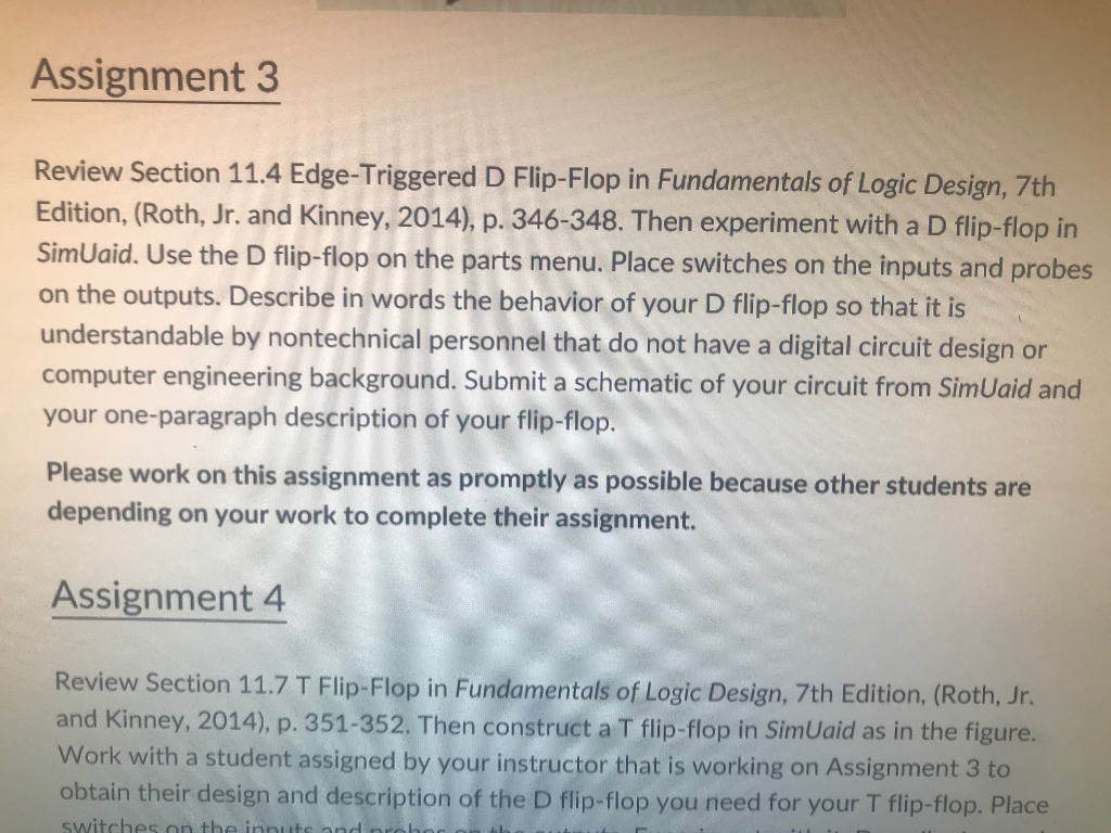 Assignment 3 listed below please Assignment 3 Review Section 11.4 Edge-Triggered D