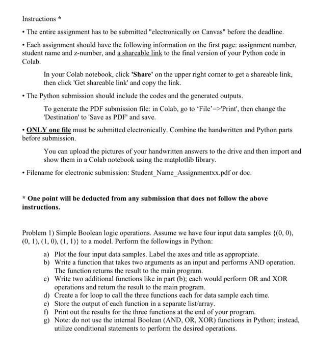 problem 1 and 2 please Problem 1) Simple Boolean logic operations. Assume