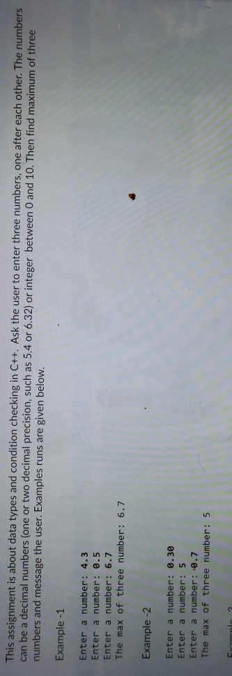  programming c++ This assignment is about data types and condition checking