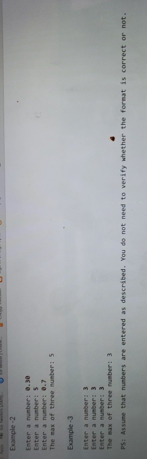 in C++. Ask the user to enter three numbers, one after each