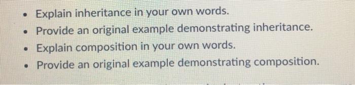 in python Explain inheritance in your own words, Provide an original example