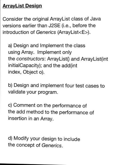  Use inheritance to use the array list class to generate the