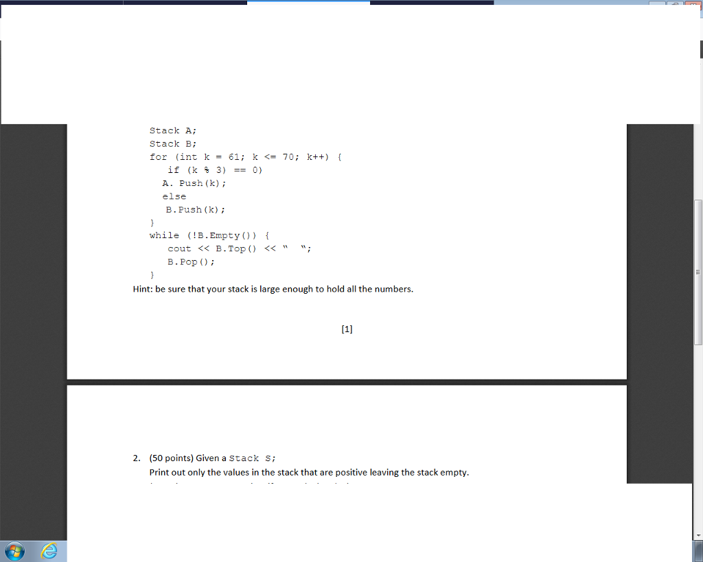 C++ Create stack S with 30 random numbers (include positve and