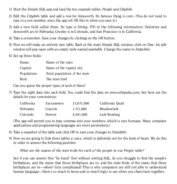 Any sort of help would be greatly appreciated. 1) Start the Simple