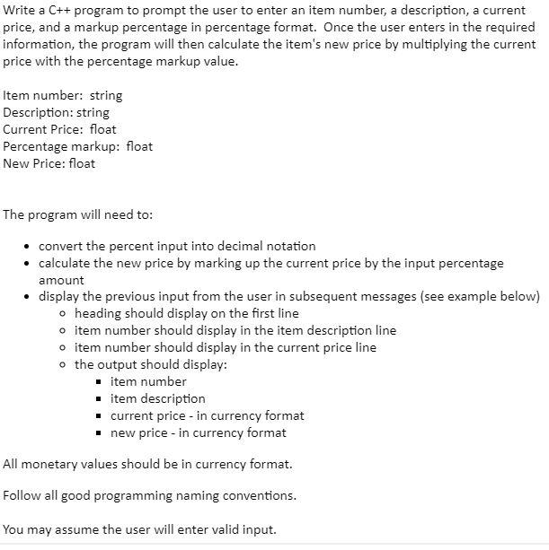  *****Example below***** Write a C++ program to prompt the user to