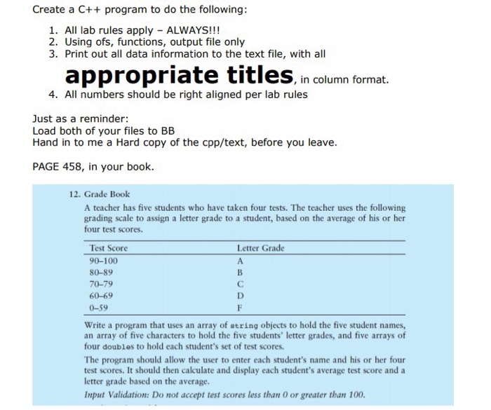 Create a C++ program to do the following 1. All lab