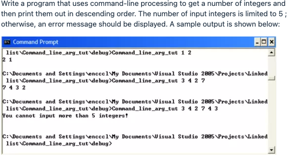  Write a program that uses command-line processing to get a number