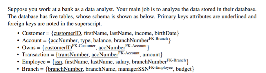 Write SQL queries to return data specified in questions 16 to 20
