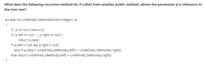  What does the following recursive method do, if called from another