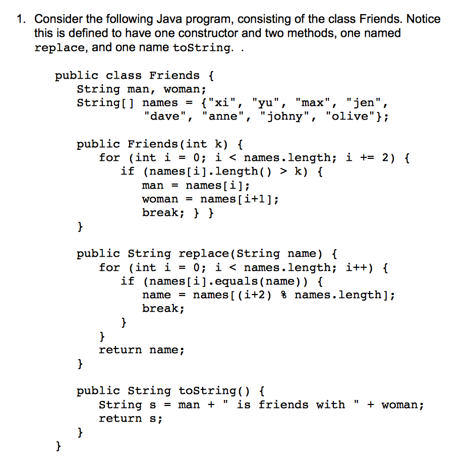 (a) Given this class definition, what would be printed out by