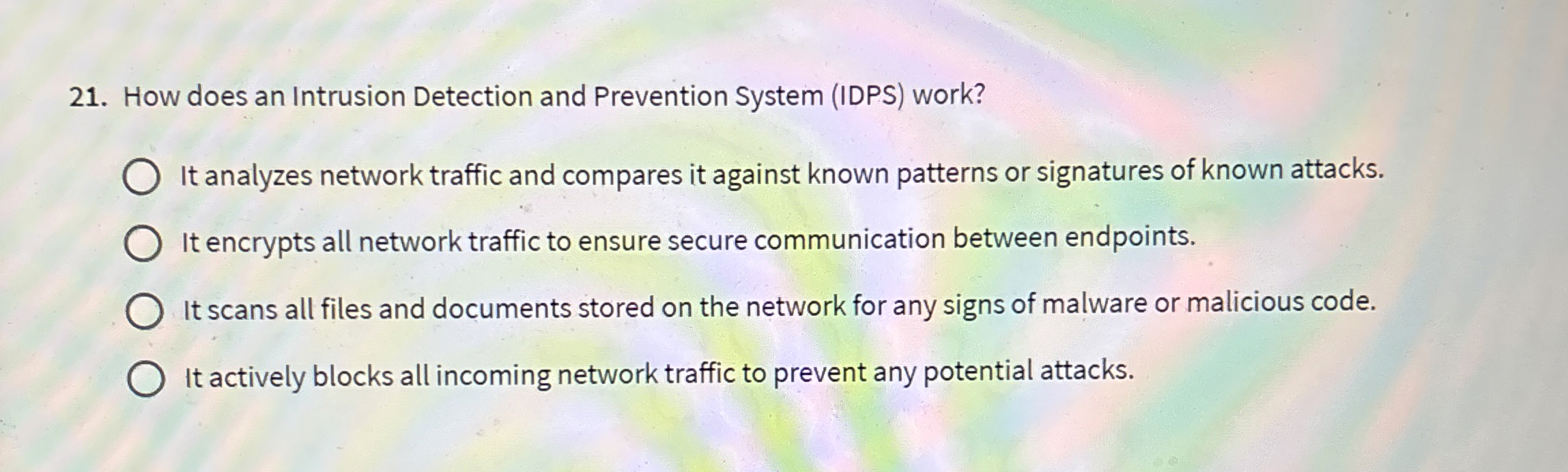  How does an Intrusion Detection and Prevention System (IDPS) work? It