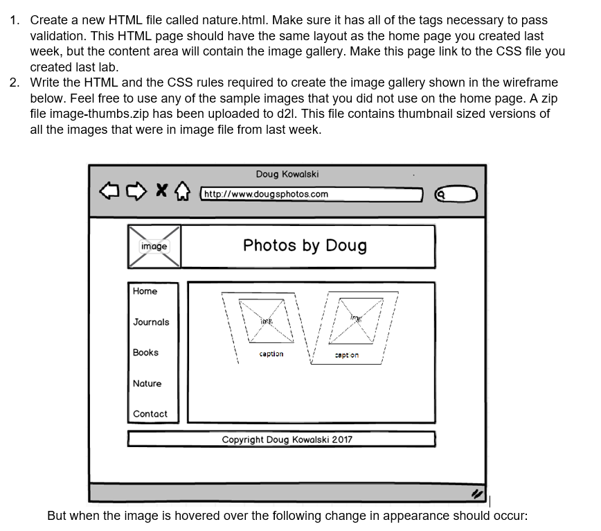 1. Create a new HTML file called nature.html. Make sure it