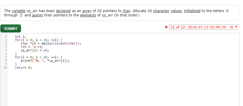 Please fix my code! The variable cp_arr has been declared as an