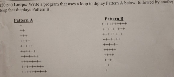 Java language: (50 pts) Loops: Write a program that uses a loop