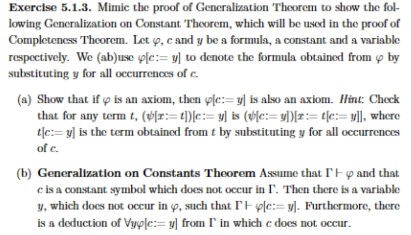  Exercise 5.1.3. Mimic the proof of Generalization Theorem to show the