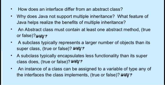  How does an interface differ from an abstract class? Why does