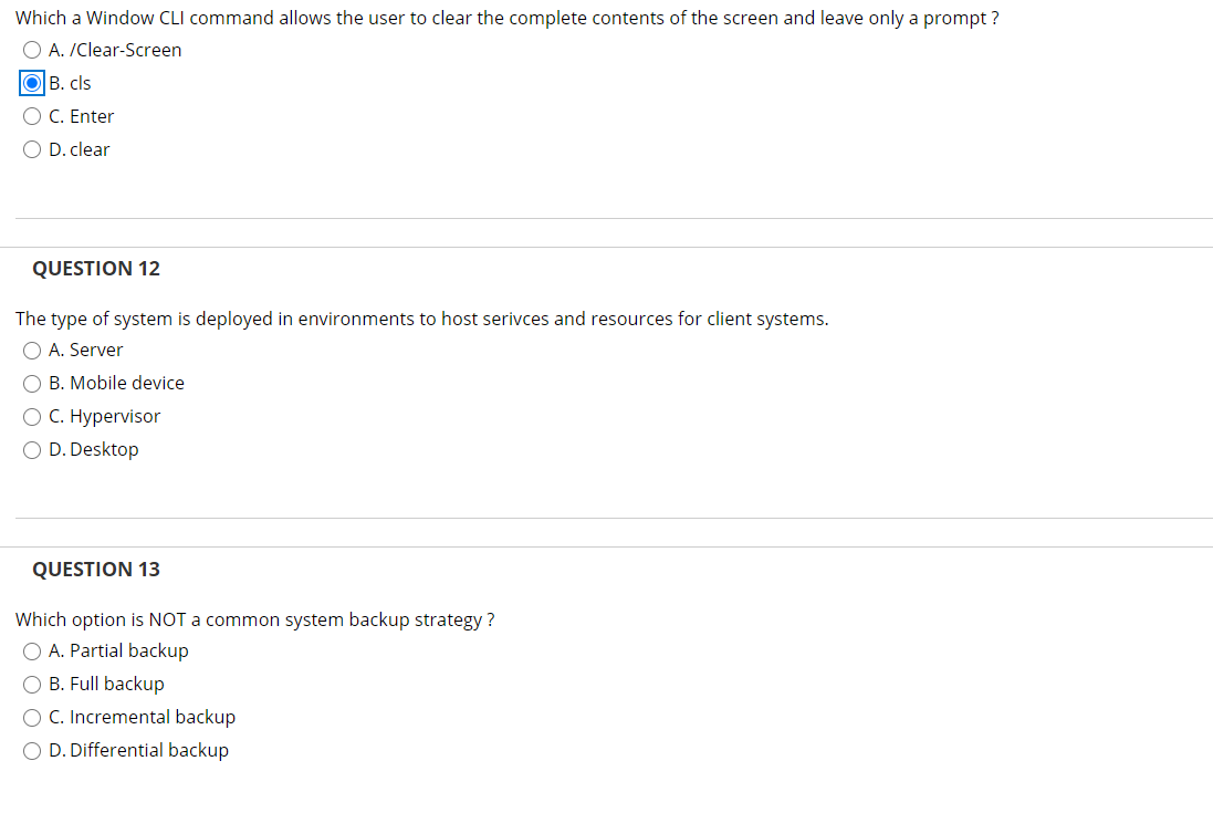  Which a Window CLI command allows the user to clear the