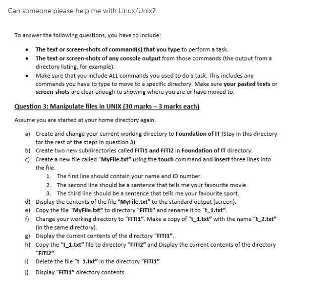 Can someone please help me with Linux/Unix please... Urgent Answer to previous