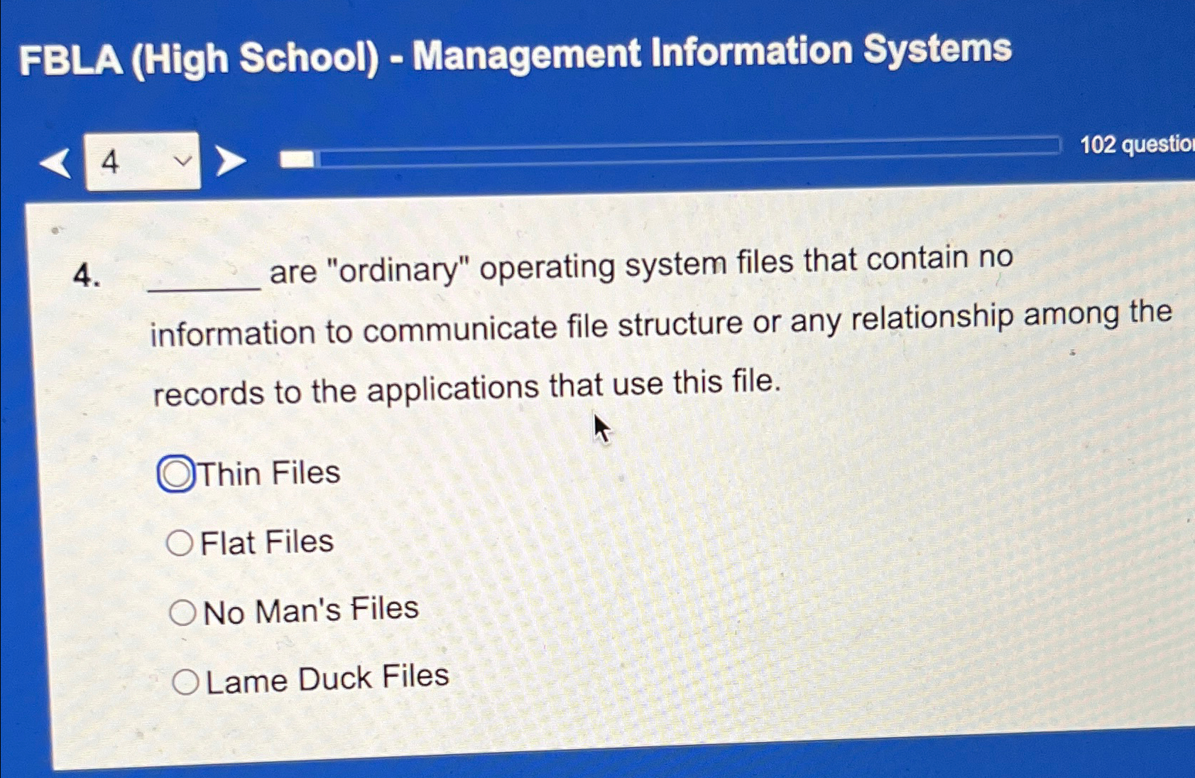  FBLA (High School)- Management Information Systems 4 102 questio 4. are