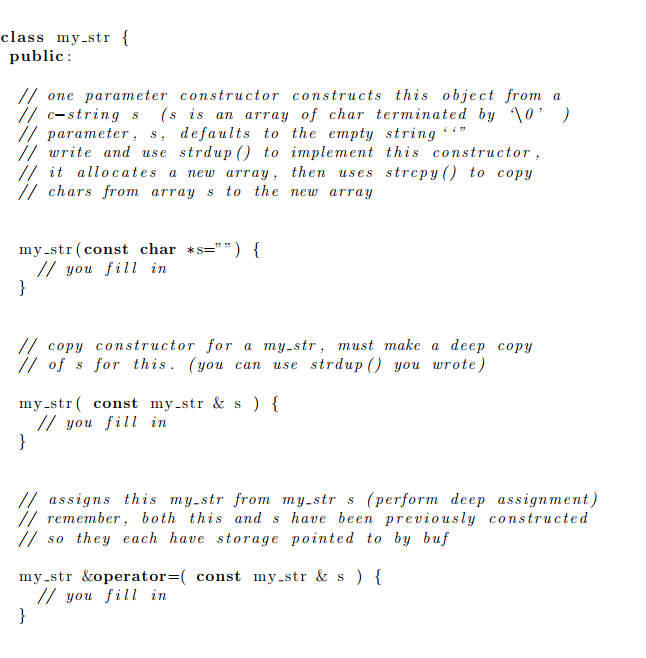 Continue to implement class my str below. This class defines a sequence