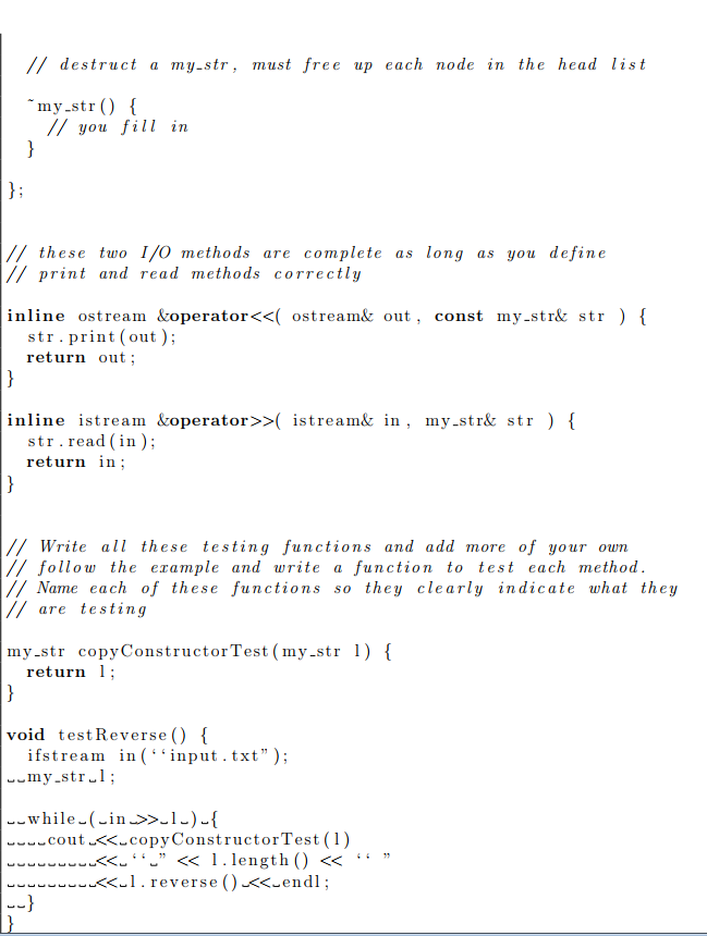 time O(N) of each function in a comment above it. (N is