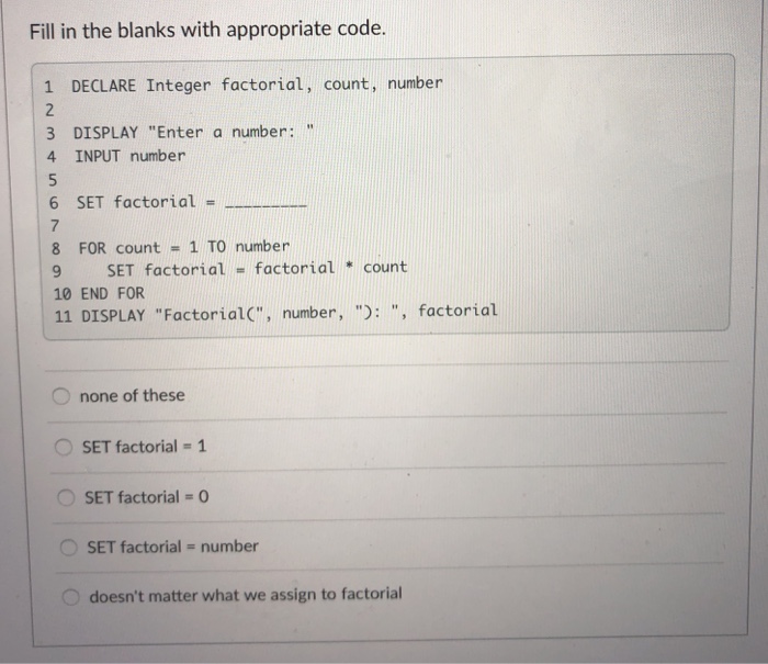 isRaining DISPLAY "It is not raining" SET count = count + 1