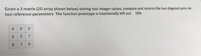  Given a 3 matrix (2D array shown below) storing nice integer