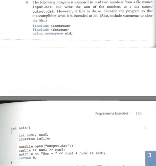  The following program is supposed to read two numbers from a