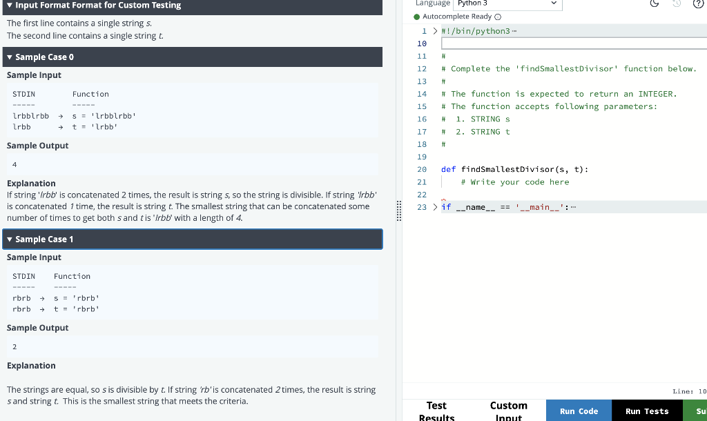 11 # 12 Given two strings, s and to create a function