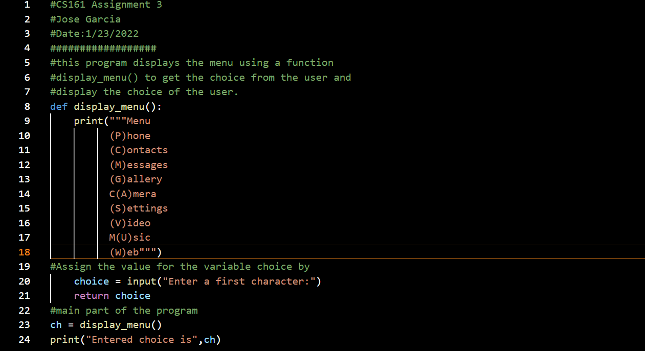 A common task while writing any software is to display a menu