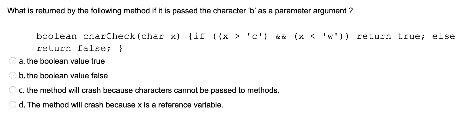 help What is returned by the following method if it is passed