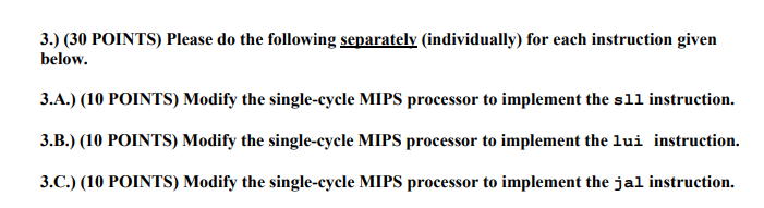  3.) (30 POINTS) Please do the following separately (individually) for each
