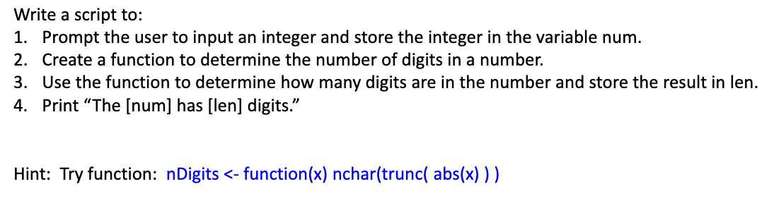  Write a script to: 1. Prompt the user to input an