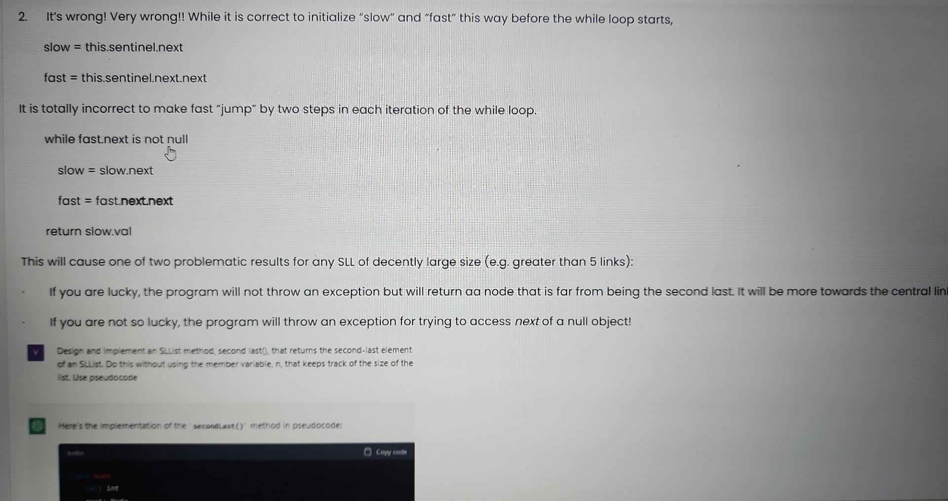 operations on a Singly Linked List (SLL) of characters: - get(i) [3